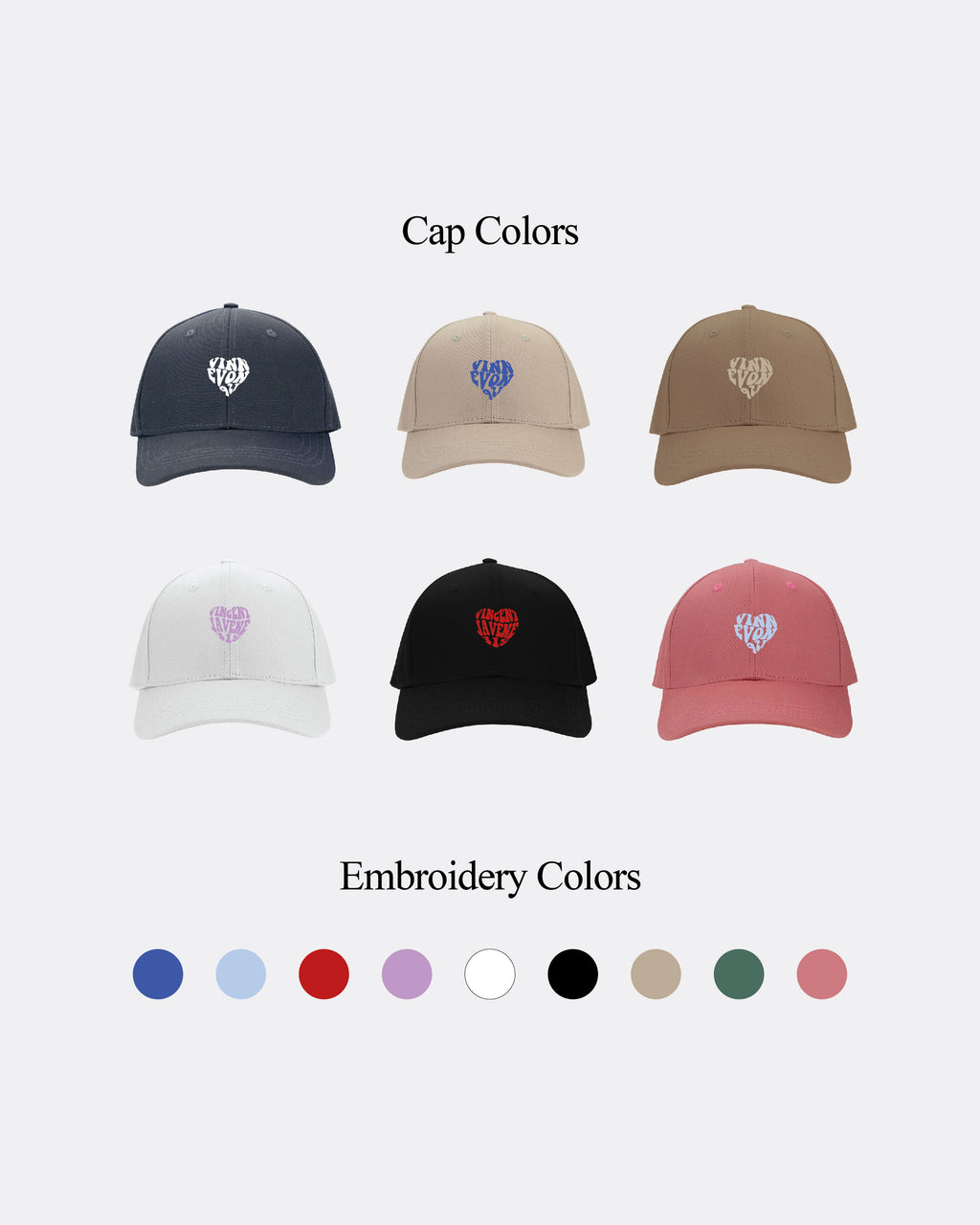 「HeartShape」Embroidery Custom Structured Baseball Cap