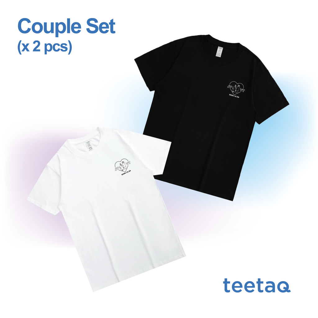 「2pcs WE MET」HAND DRAWING COUPLE TEE SET x 2pcs