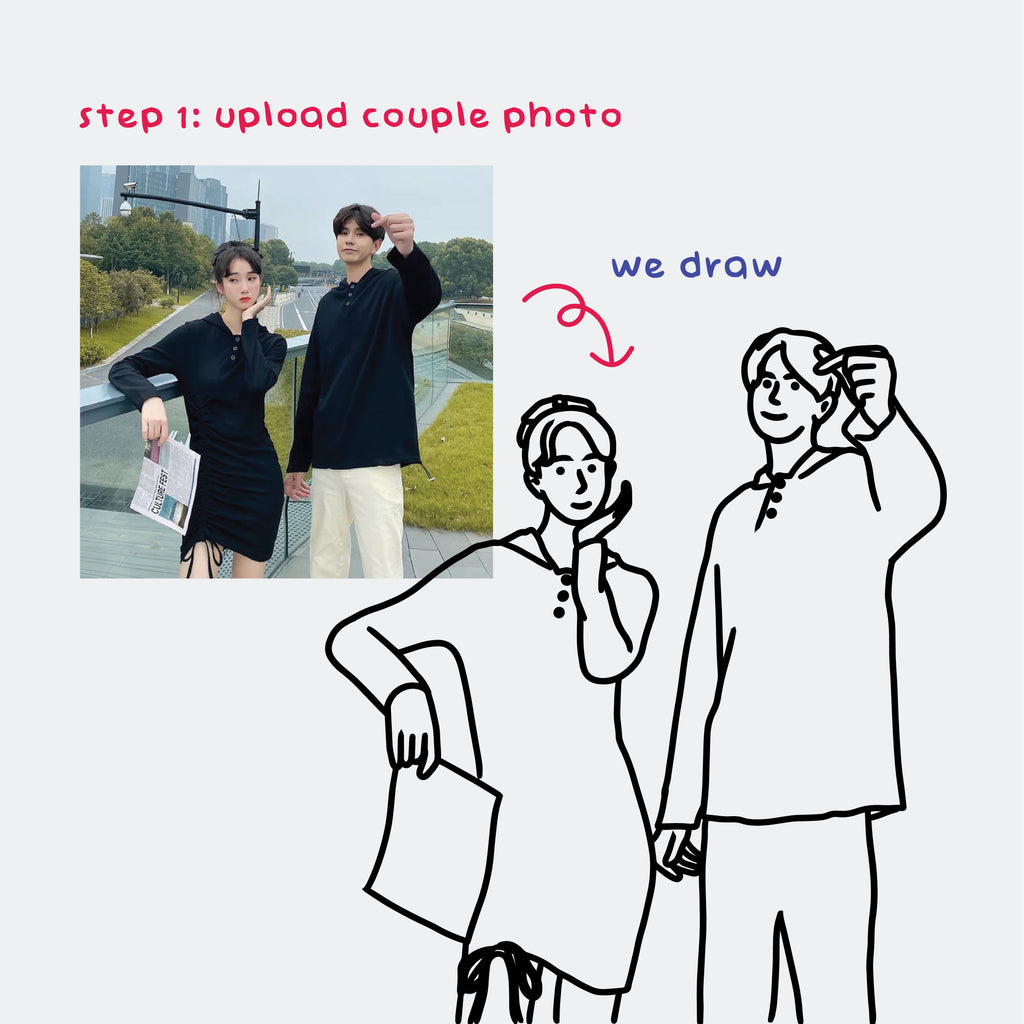 「2pcs WE MET」HAND DRAWING COUPLE TEE SET x 2pcs