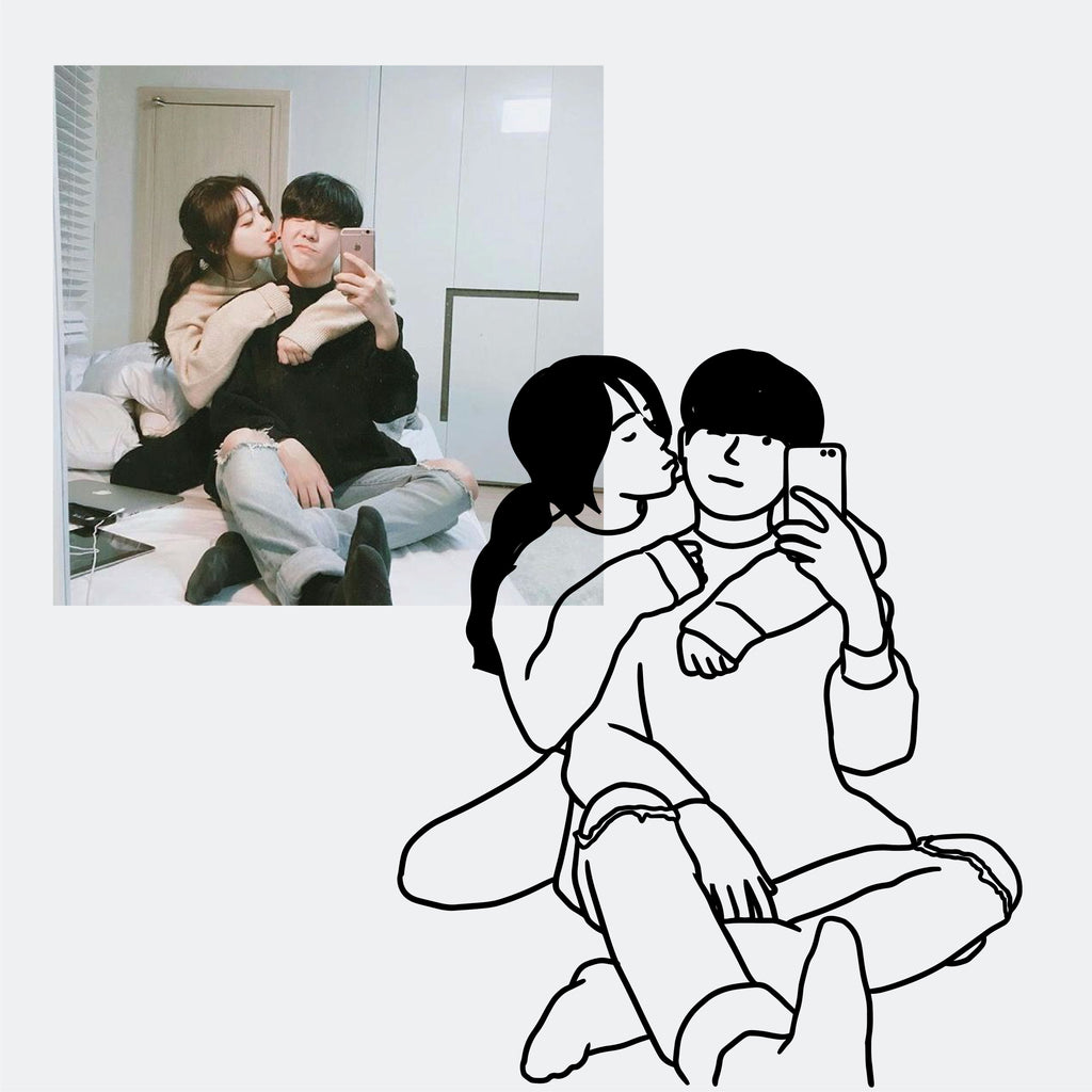 「2pcs WE MET」HAND DRAWING COUPLE TEE SET x 2pcs