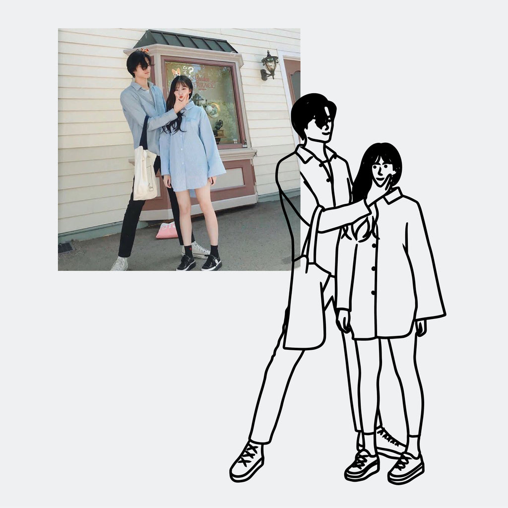「2pcs WE MET」HAND DRAWING COUPLE TEE SET x 2pcs