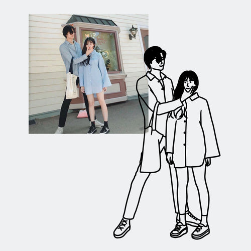 「2pcs WE MET」HAND DRAWING COUPLE TEE SET x 2pcs